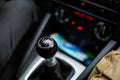 Details with a gear shift knob of a manual gearbox car Royalty Free Stock Photo
