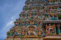 Details gopurams of meenakshi sundareswarar or meenakshi amman temple , Madurai , Tamil Nadu