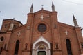 Details of the gothic Basilica di San Martino with images of saints, Bologna ITALY Royalty Free Stock Photo