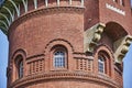 Details of a historic red brick water tower built around 1900 in Berlin Royalty Free Stock Photo