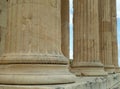 Details of huge Ionic column bases of The Erechtheion, ancient temple on the Acropolis of Athens Royalty Free Stock Photo
