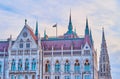 Details of Hungarian Parliament exterior, Budapest, Hungary Royalty Free Stock Photo