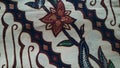 Details of Indonesian batik with brown flower pattern