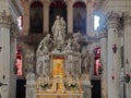 Inside Santa Maria della Salute, cathedral of Venice with sculptures and details