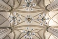 Details of the interior of the Catholic church in light colors. Royalty Free Stock Photo