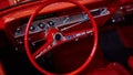 Details of interior classic car. Classic car steering wheel Royalty Free Stock Photo