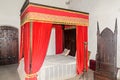 Details from the interior room of the Corvins Castle build by John Hunyadi, royal bed. Royalty Free Stock Photo
