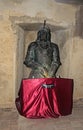 Details from the interior room of the Corvins Castle, statue of Iancu de Hunedoara. Royalty Free Stock Photo