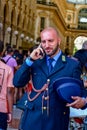 Details of Italy . Handsome italian policeman