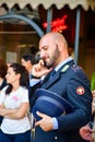 Details of Italy . Handsome italian policeman