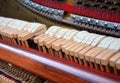 Details of a keyboard of an old piano.