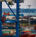 Details from a large shipping container terminal at the port of Copenhagen