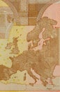 map on euro banknote of 50 face value