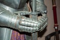 Details of Medieval Armor in a Castle in Italy on Blurred Background