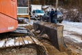 Details of a mini digger dozer at work Royalty Free Stock Photo