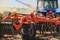 Details of a modern combine harvester close-up. modern combine h