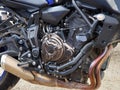 Details of a modern motorbike motorcycle Royalty Free Stock Photo