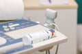 Details of a modern ultrasound machine inside a medic office