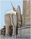 Details of the monument of King Jose in front of praca do Comercio, Lisbon, Portugal. Elephants ass.