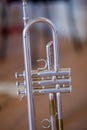 details of musical instruments trumpet guitar saxophone jazz complex Royalty Free Stock Photo