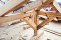 Details of new construction site - roof building with timber