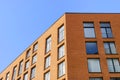 Details of office building exterior. Business buildings skyline looking up with blue sky. Modern architecture apartment. High tech Royalty Free Stock Photo