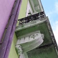 Details of a Balcony of an Old Medieval Style Building from Below Royalty Free Stock Photo