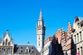 Details of old Post Office building with the clock tower, Ghent, Belgium Royalty Free Stock Photo