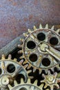 Details of old rusty gears transmission wheels