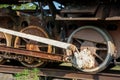 Details of the old rusty train locomotive, wheel Royalty Free Stock Photo