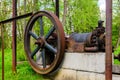 Details of the old steam threshing machine. Agricultural equipment Royalty Free Stock Photo