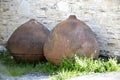 Details of old traditional wine pots