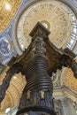 Details of one of the four pillars of the tomb of Saint Peter in the Basilica of Saint Peter in Rome