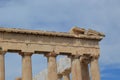 Details of Parthenon temple under a cloudy sky in Athens, Greece. Royalty Free Stock Photo