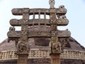 Details of pillars and front architraves of Eastern Gateway torana, Sanchi Great Stupa, Madhya Pradesh, India