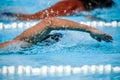 Details with a professional athlete swimming