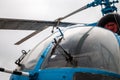 Details of the propeller and engine of a modern helicopter blades Royalty Free Stock Photo