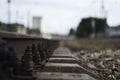 Details of a railroad parts in summer sunshin Royalty Free Stock Photo