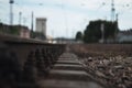 Details of a railroad parts in summer sunshin Royalty Free Stock Photo