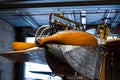 Details of a rare aircraft with a wooden propeller