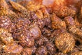 Details of ripe sour brown tamarind pile peeled tamarind seeds