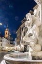 Details of Robba fountain on a summer night in Ljubljana Royalty Free Stock Photo