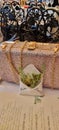 Details from romanian wedding with glittery purse and wedding keepsake
