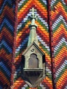 Details on the roof of the church of the name of Mary, tiles with colorful texture