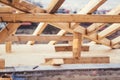 Details of roof system at construction site. Industrial building Royalty Free Stock Photo