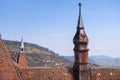 Details of the rooftop of the Church of the Dominican Monastery in Sighisoara Royalty Free Stock Photo