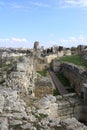 Details of ruins of fortress in Chersonesos Royalty Free Stock Photo