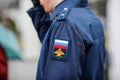 Details of a Russian soldier uniform with a modern Russian Armed Forces Patch