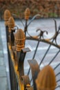 Details of rusted iron decorative fence close up Royalty Free Stock Photo