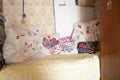 Details of rustic traditional bedroom interior in Belarus